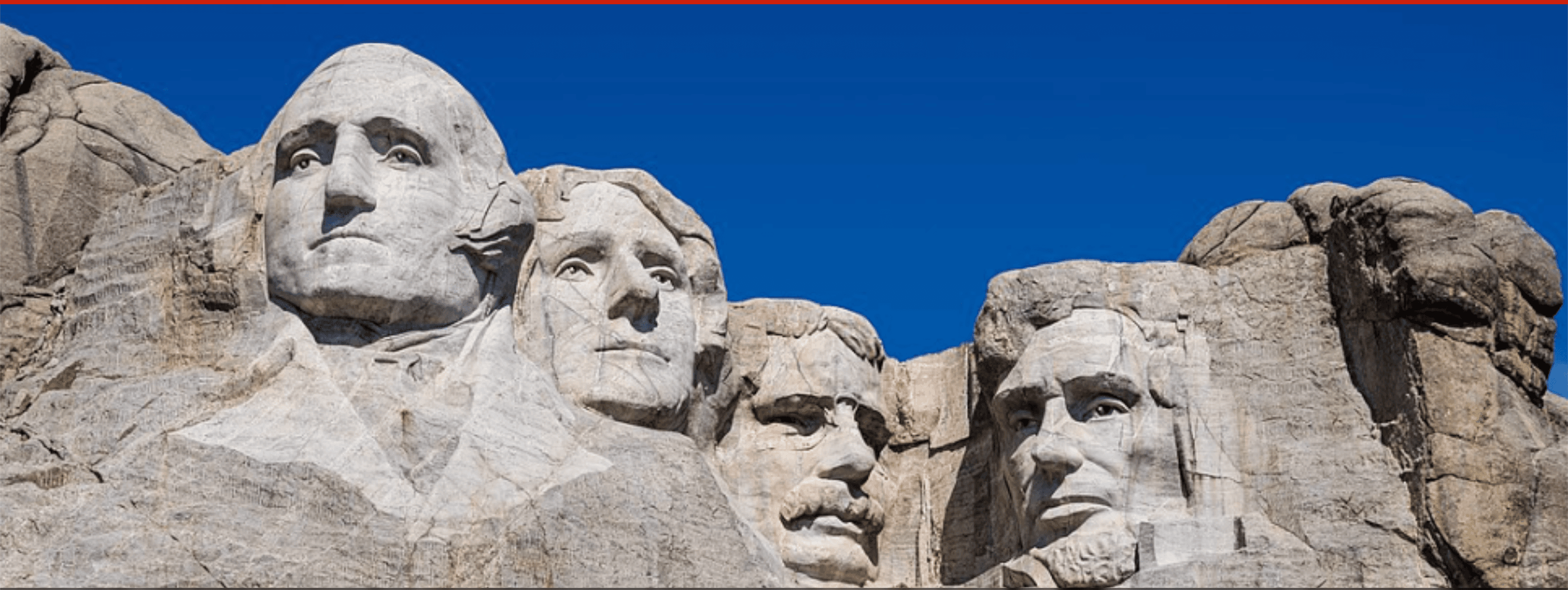 Mount Rushmore National Memorial featuring George Washington, Thomas Jefferson, Theodore Roosevelt, and Abraham Lincoln